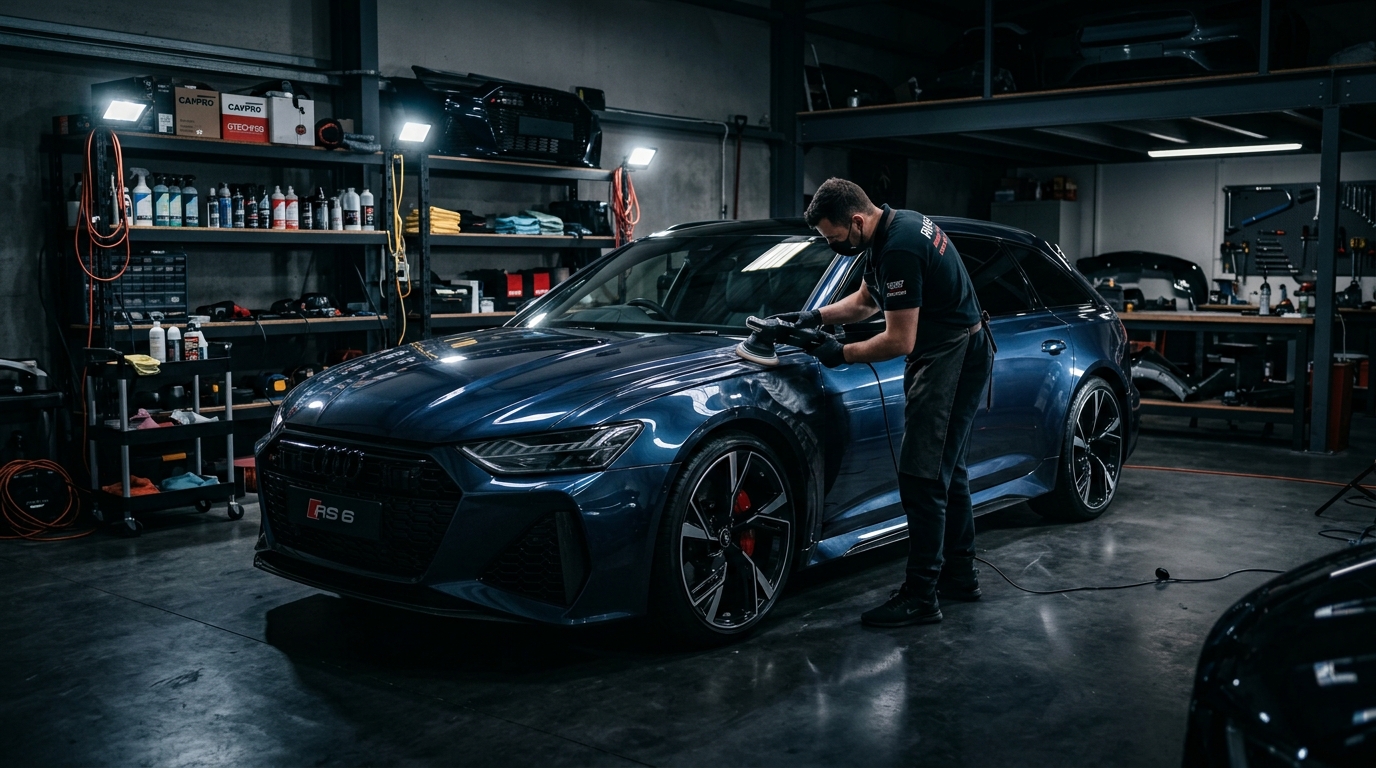 Audi RS6 — повеќестепена корекција на боја и детално полирање