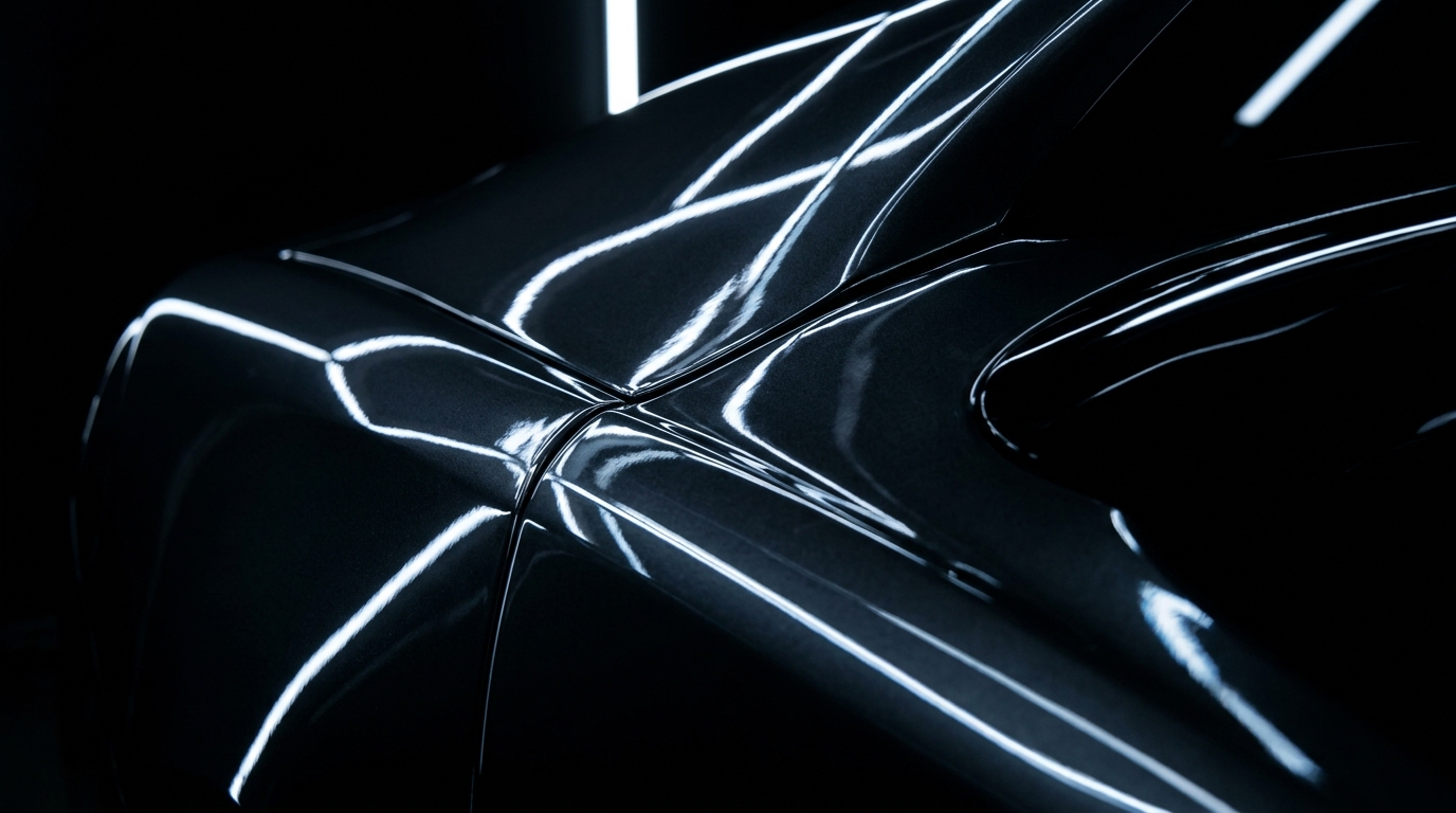 Car wheel and body close-up, low angle, cinematic lighting