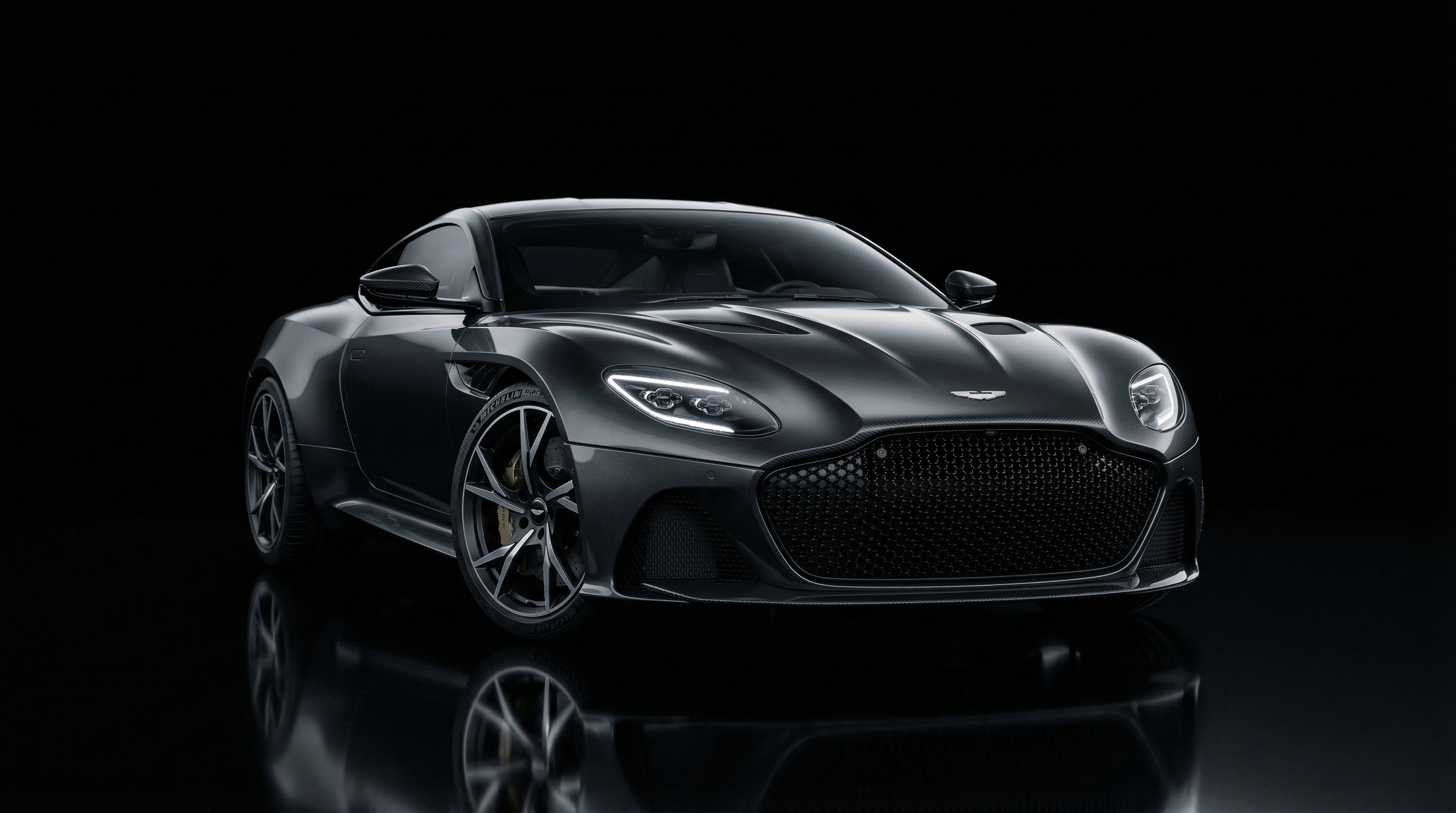 Premium sedan detail shot, dark atmosphere